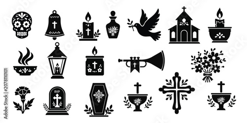 Dia de finados set of religious symbols