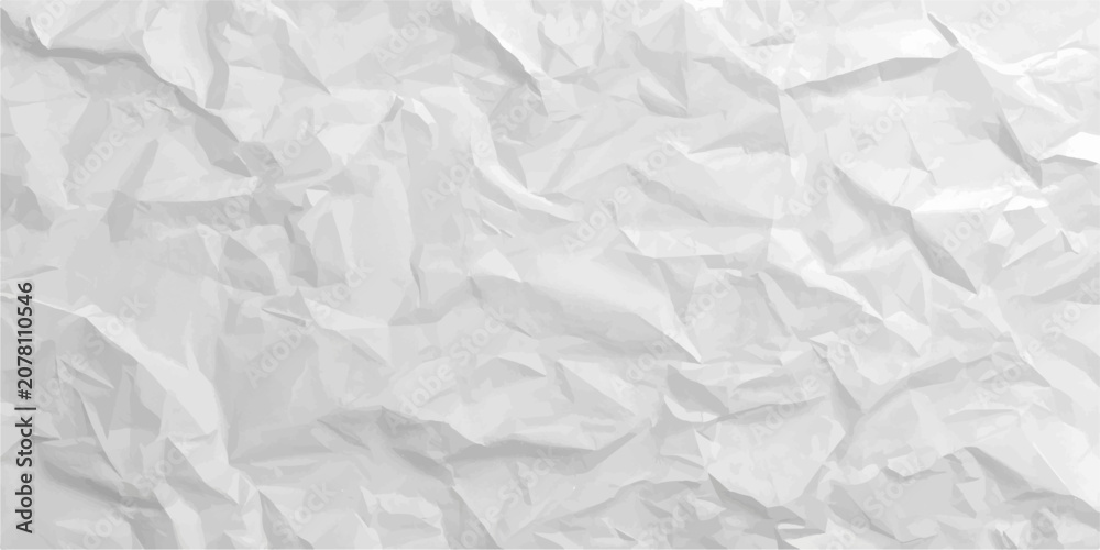 Fototapeta premium Abstract white crumpled paper texture background with realistic wrinkled and folded sheet details, soft gray creased surface for modern design and templates.