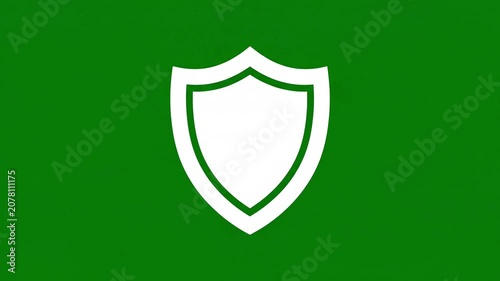 Minimal white shield protection icon pulsating on a textured green background looping animation footage