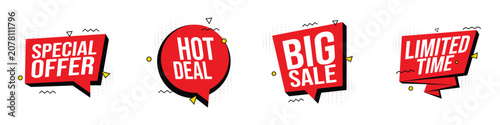 Modern super sale stickers and tags colorful collection Illustrator Artwork