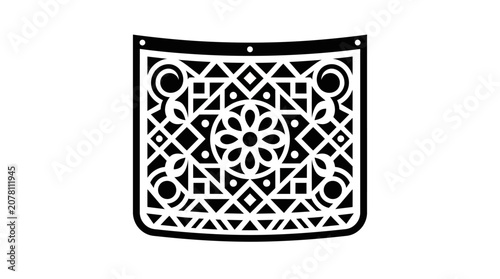 Intricate black and white geometric laser cut panel design.