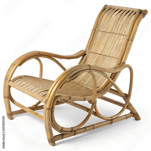 Wicker Beach Chair On White Background Rattan Furniture Design
