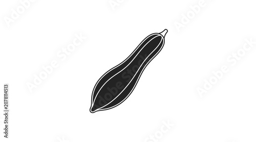 Obraz na plátně A simple black and white line art illustration of a single elongated squash vegetable