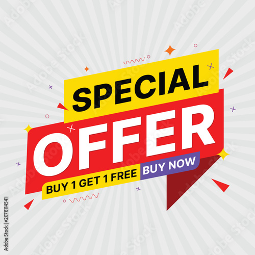 Special offer Red and yellow template on white background, Vector illustration