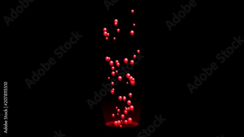 Floating red balloons rising in dark background, festive celebration abstract party decoration concept illustration