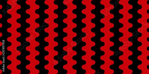 ​Seamless retro geometric pattern with vertical wavy stripes in red and black. Bold abstract optical background vector.