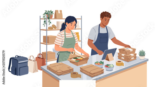 Two chefs preparing fresh pasta in a modern kitchen.