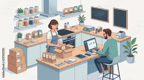 Two professionals collaborating in a modern office workspace 1.