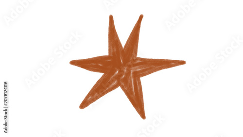 Photos Rustic hand-drawn brown-orange six-pointed star doodle, imperfect mark for decorative design elements and creative projects, transparent background