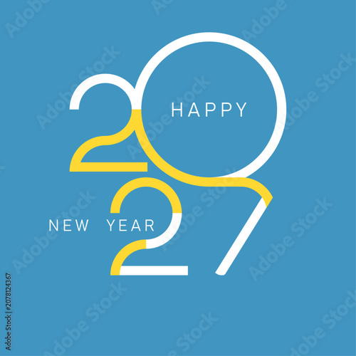 Happy New Year 2027 logo design template. Calendar Set, Greeting Card and Branding Idea.