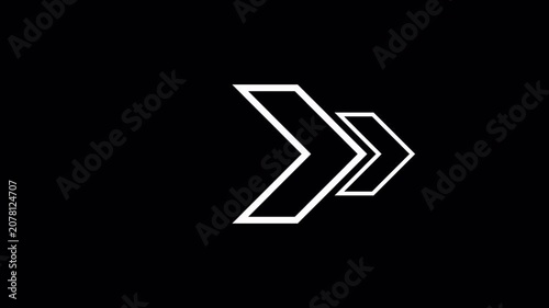 Animated White Arrows Moving Right on Black Background