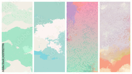 Obraz na plátně Four vertical rectangular panels displaying a textured watercolor pattern with p