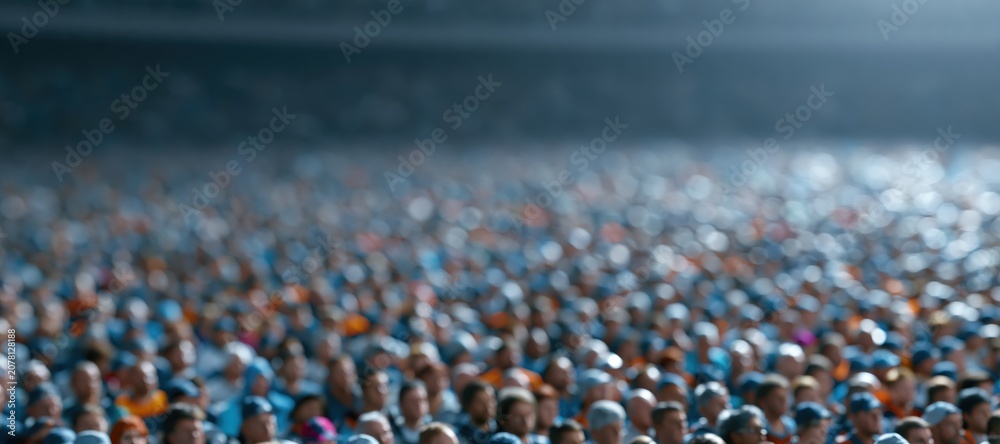 Fototapeta premium Panoramic stadium crowd with soft color gradient and energetic atmosphere