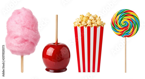 Fotografie Carnival sweets and concessions on transparent background