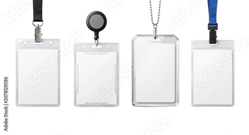 Bild auf Leinwand Blank transparent plastic id badges with lanyards
