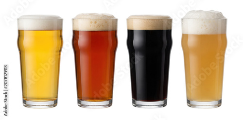 Obraz na płótnie Assorted beer glasses with different brews set