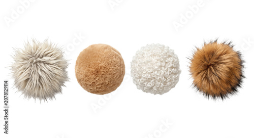 Foto Fluffy decorative pom poms on transparent background