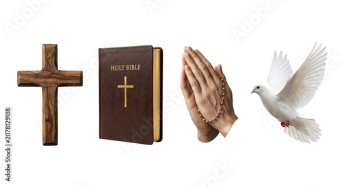 Fotografie Christian religious faith items on transparent background