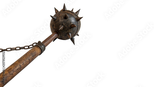 Photos Vintage heavy dark metal spiked mace flail warrior weapon isolated on transparen