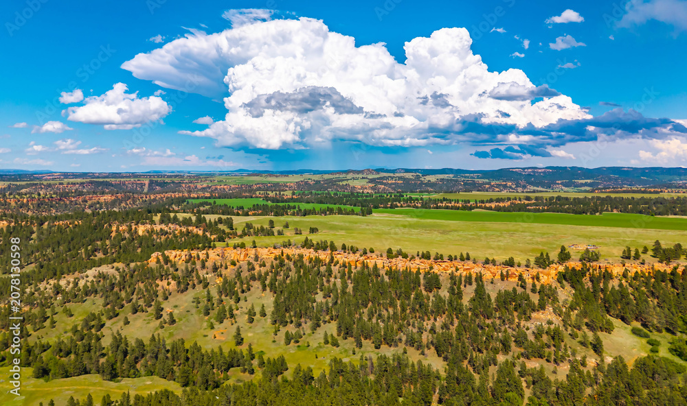 Fototapeta premium Scenic Aerial View of Wyoming Prairie Landscape