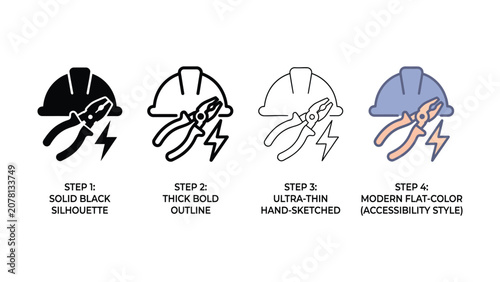 Electric Pliers Lightning Badge Icon Evolution