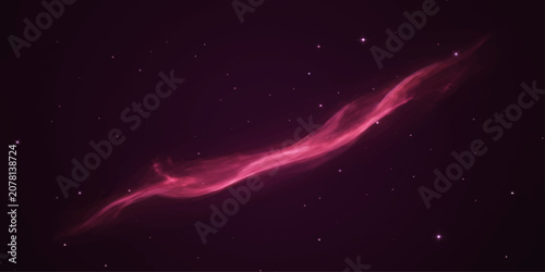 Photos Cosmic tendrils of a vibrant pink nebula unfurl gracefully across the deep expanse of space, adorned with scattered stars, creating a breathtaking celestial spectacle