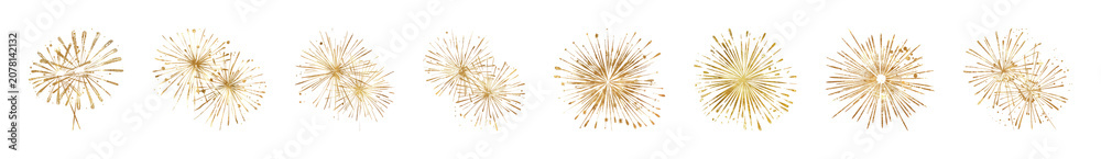 Obraz premium PNG Golden fireworks burst pattern on transparent background