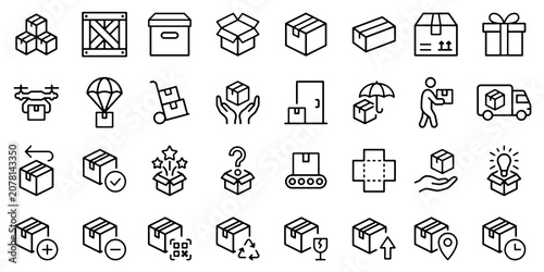 Tableau sur toile Boxes line icon set