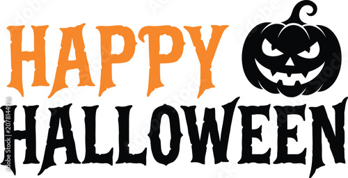 Happy halloween silhouette graphic with jack o lantern