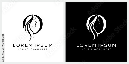 Initial letter o beautiful woman face logo design, for business beauty cosmetic fashion