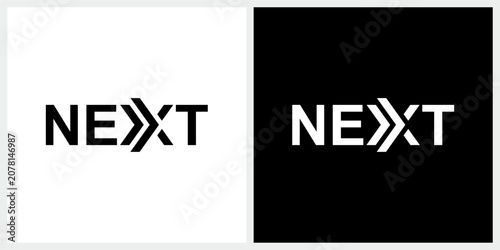 Next lettering logo design, typography text next logo design concept