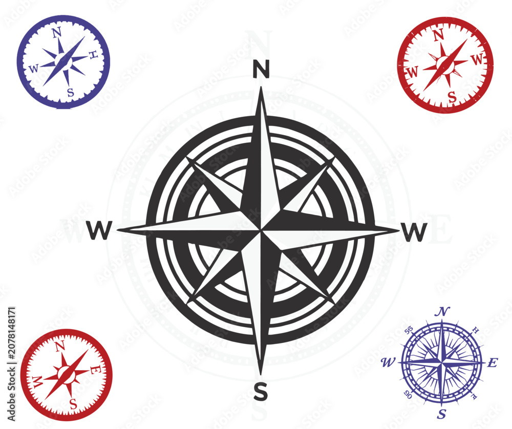 Obraz premium Minimalist Compass Vector Art