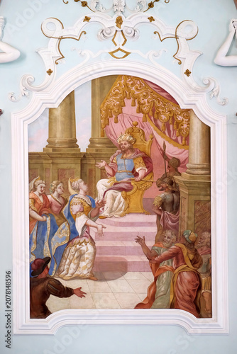 Ceiling frescoe by Johann Adam Remele in Joseph Hall, Cistercian Abbey of Bronnbach in Reicholzheim near Wertheim, Germany