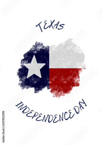 Texas Independence Day, Lone Star flag, watercolor state icon, patriotic symbol, American celebration