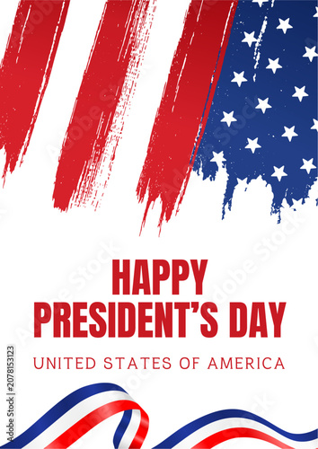 Happy President's Day, USA, patriotic brush stroke, American flag, holiday greeting