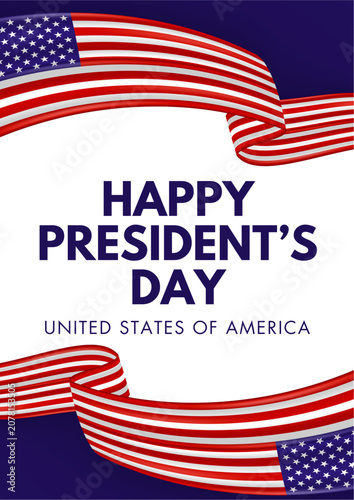 Happy President's Day, American flag banners, patriotic symbols, USA celebration, vector graphics