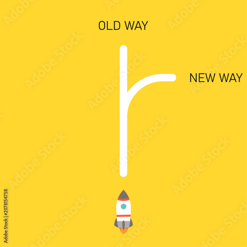 Red paper airplane flying old way new way. New Idea concept.