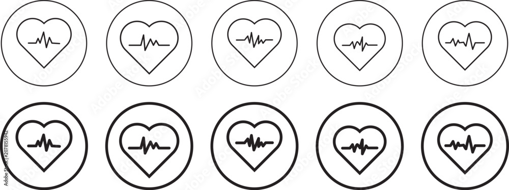 Fototapeta premium Healthy lifestyle fitness aerobic exercise highlighting a heart beat icons sign for gym tracking applications, cardiac rehab programs, and medical blog graphics.