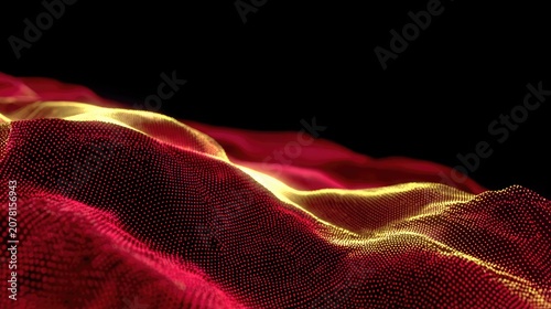 Abstract red and yellow wave pattern with black background digital art