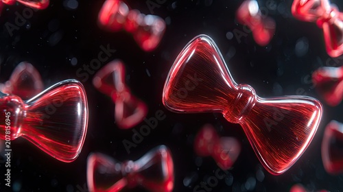 Abstract red bowtie shapes against dark background design