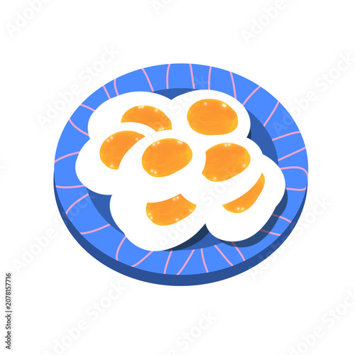 Hard Boiled Eggs on Plate Illustration