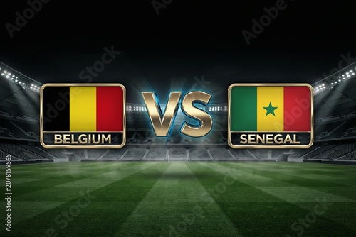 Belgium vs senegal soccer match stadium graphic