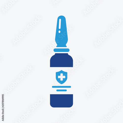 Vaccine vial icon two tone blue design on a white background