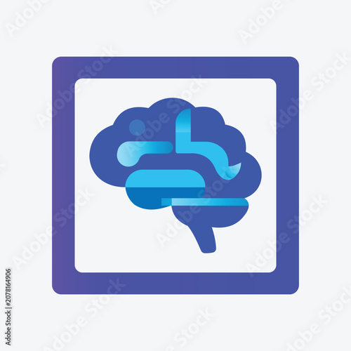 Brain Health Icon Blue Gradient Design Within A Square Frame