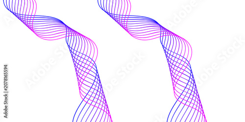 Abstract Purple Wireframe Mesh Corner Background with Flowing Gradient Lines Vector Illustration