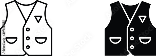 Tableau sur toile Vest icon set in outline and solid style with clothing waistcoat illustration ou