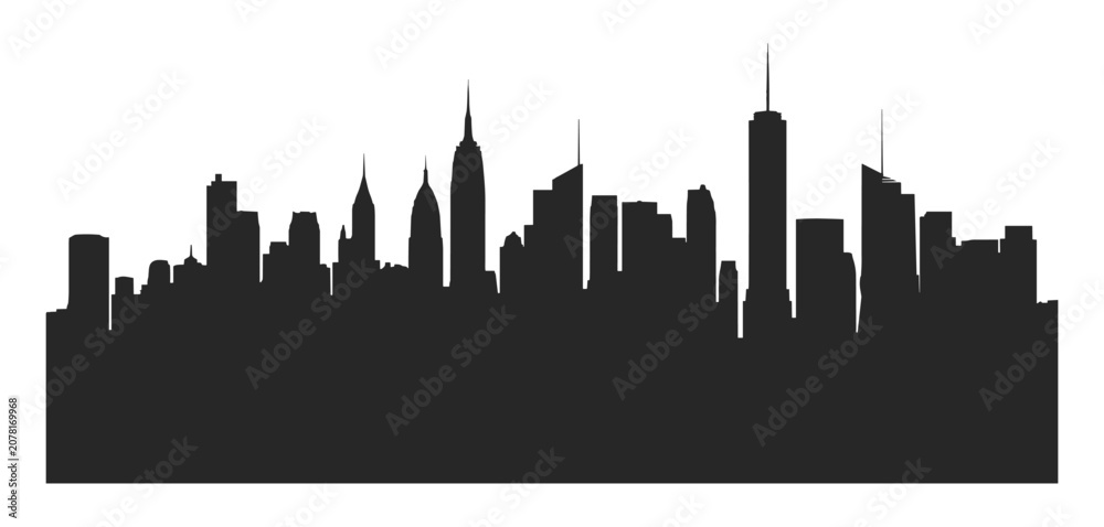 Fototapeta premium Silhouette of a Modern City Skyline urban architecture