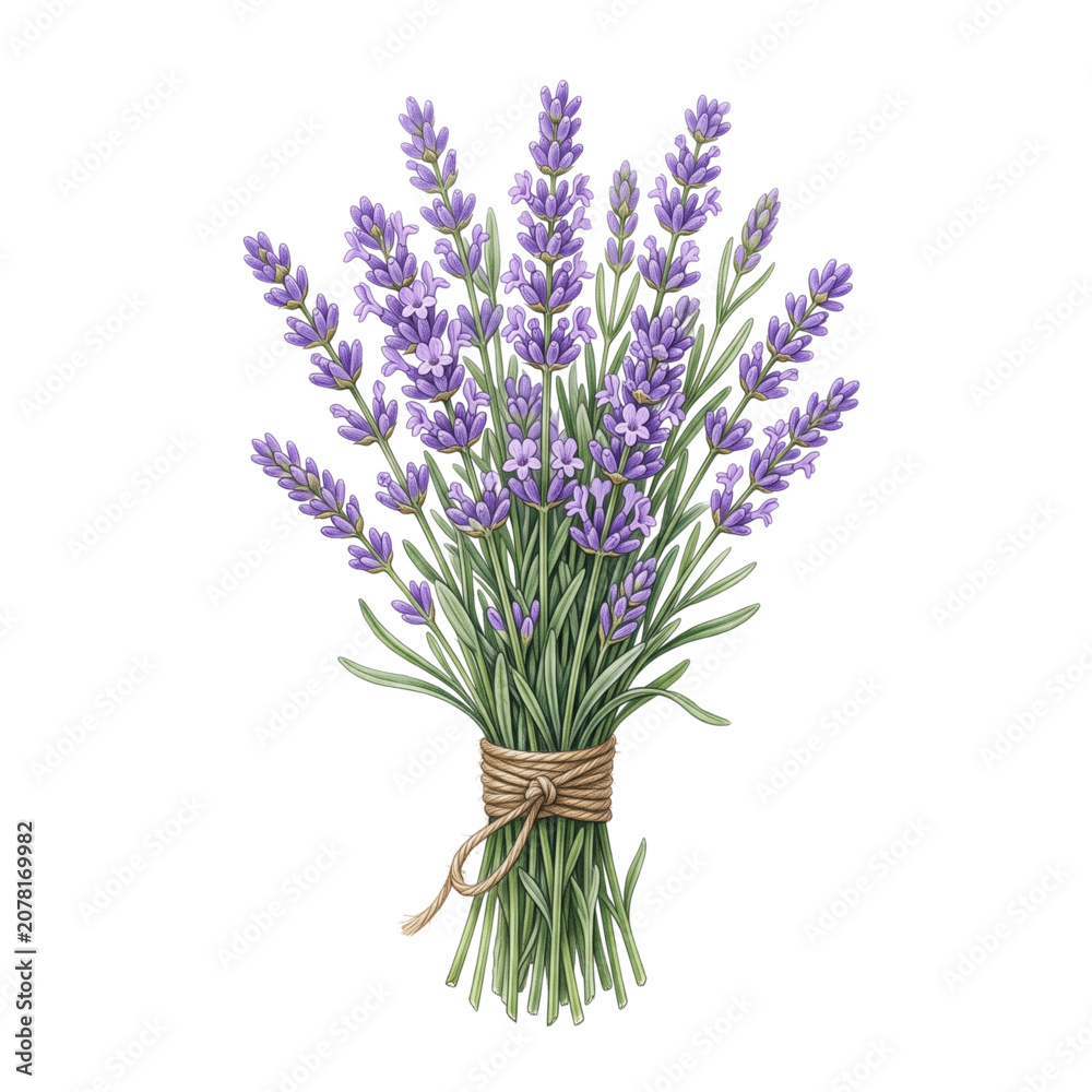 Obraz premium Lavender Bouquet Illustration Isolated on White