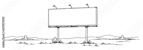 Large blank roadside billboard standing in an open landscape, ideal for advertising, branding, promotions, and outdoor marketing concepts.