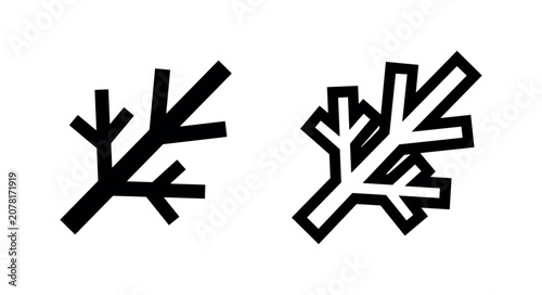 Bild auf Leinwand Bare tree branch icon set, minimalist twig symbol in solid and outline style